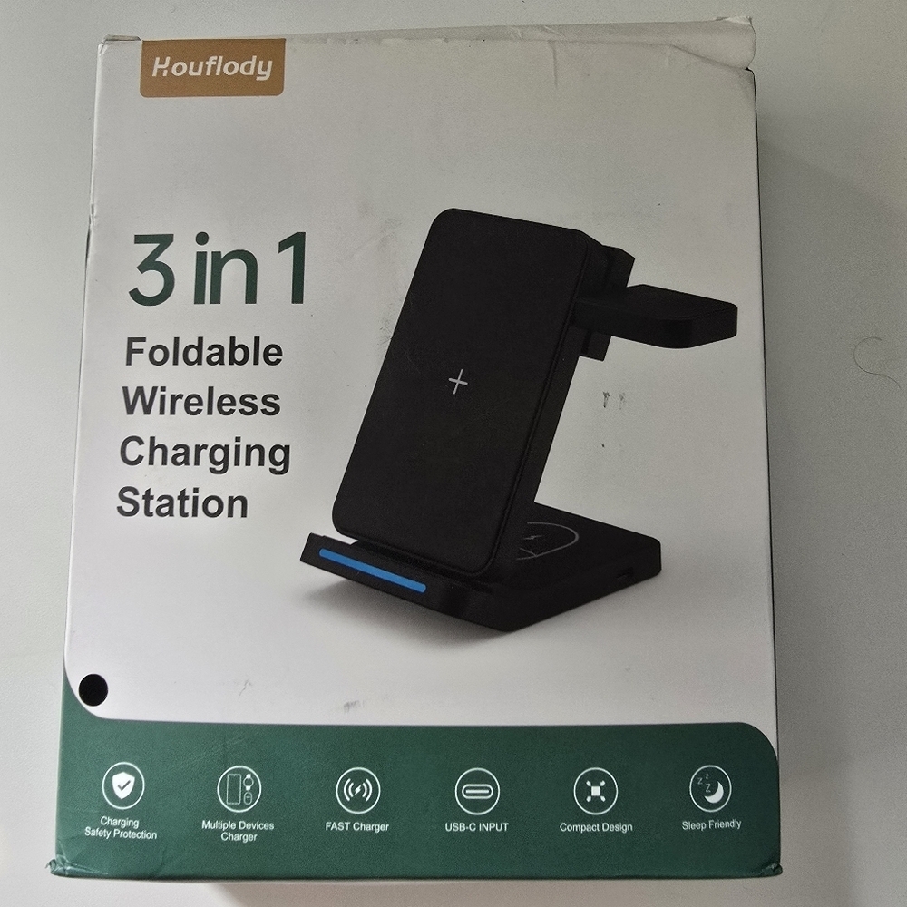Houflody 3-in-1 Foldable Wireless Charging Station – New